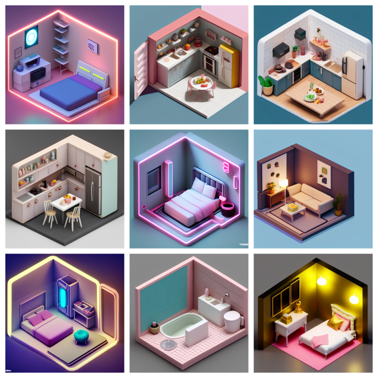 Collage of isometric rooms